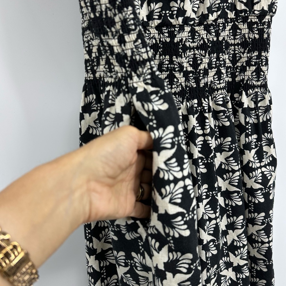 Universal Thread Black & Cream Ikat Sleeveless Smocked Waist Sundress Medium - Picture 5 of 11